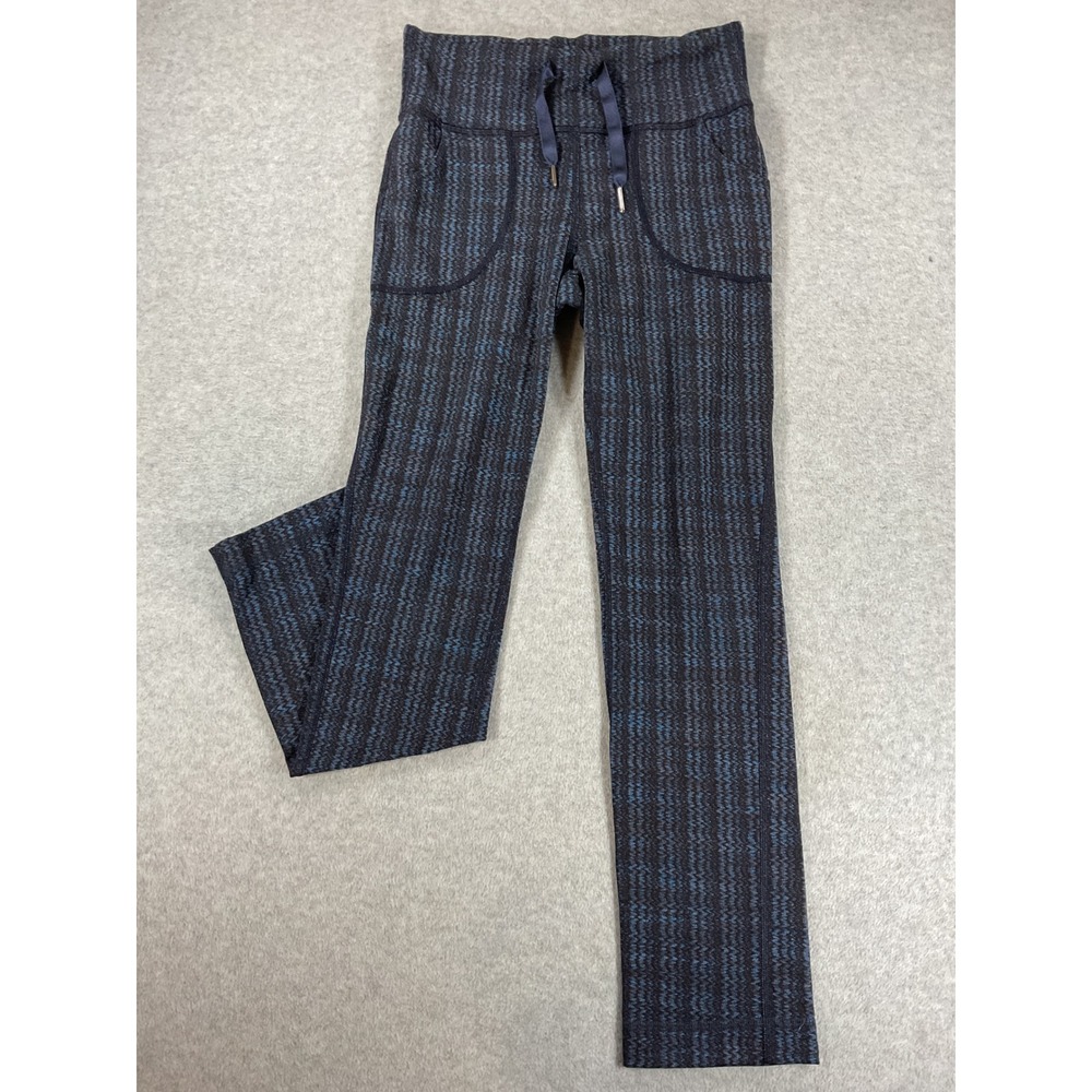 Lululemon Navy Blue Space Dye Chevron Drawstring Straight Leg Yoga Pants 2882